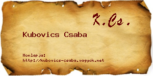 Kubovics Csaba névjegykártya